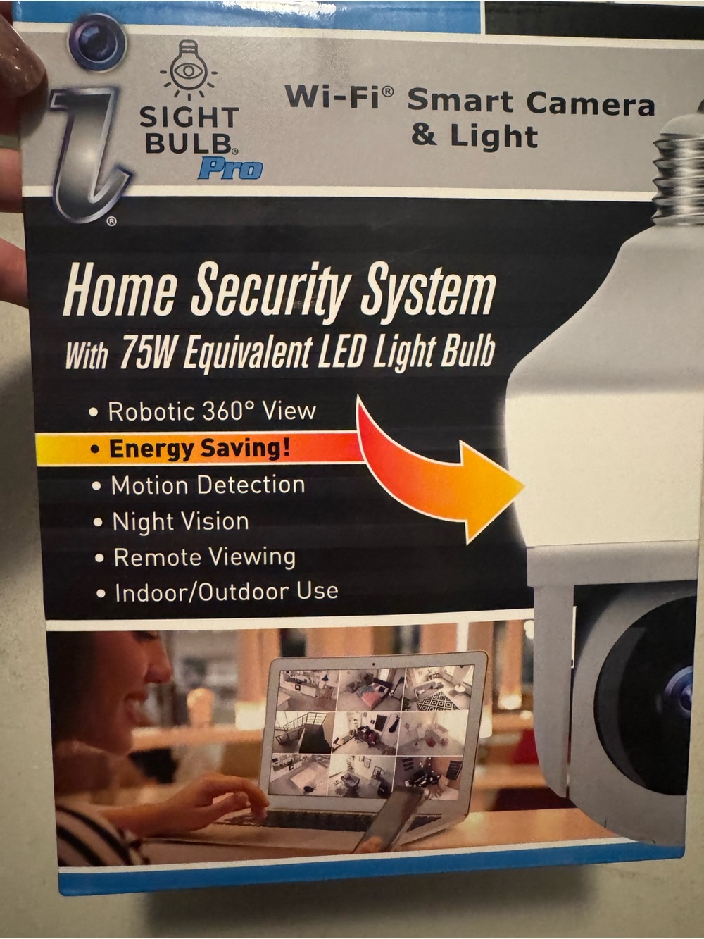 Sight Bulb Pro Home Security System w/75W Equivalent LED Light Bulb - WiFi Smart